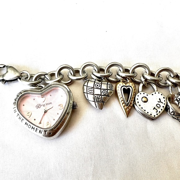 Brighton One Heart Breast Cancer Awareness Charm Bracelet Watch Silver Plated - Picture 5 of 8